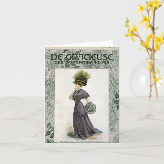  Mode Illustratie Lady Botanisch Pet Kaart (Gele Bloem)