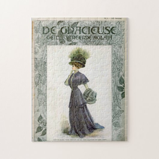  Mode Illustratie Lady Botanisch Pet Legpuzzel (Verticaal)
