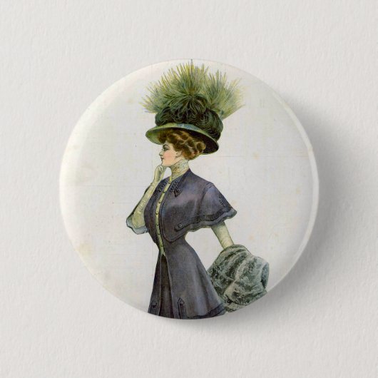  Mode Illustratie Lady Botanisch Pet Ronde Button 5,7 Cm (Voorkant)