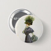  Mode Illustratie Lady Botanisch Pet Ronde Button 5,7 Cm (Voorkant /achterkant)