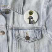  Mode Illustratie Lady Botanisch Pet Ronde Button 5,7 Cm (In situ)