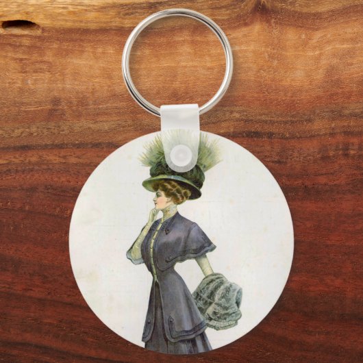  Mode Illustratie Lady Botanisch Pet Sleutelhanger (Achterkant)