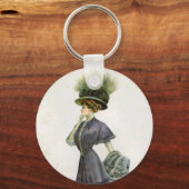 Mode Illustratie Lady Botanisch Pet Sleutelhanger (Voorkant)