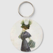  Mode Illustratie Lady Botanisch Pet Sleutelhanger (Achterkant)
