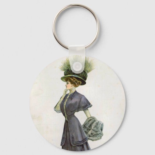  Mode Illustratie Lady Botanisch Pet Sleutelhanger (Achterkant)