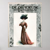  Mode Illustratie Lady Feather Pet Poster (Voorkant)