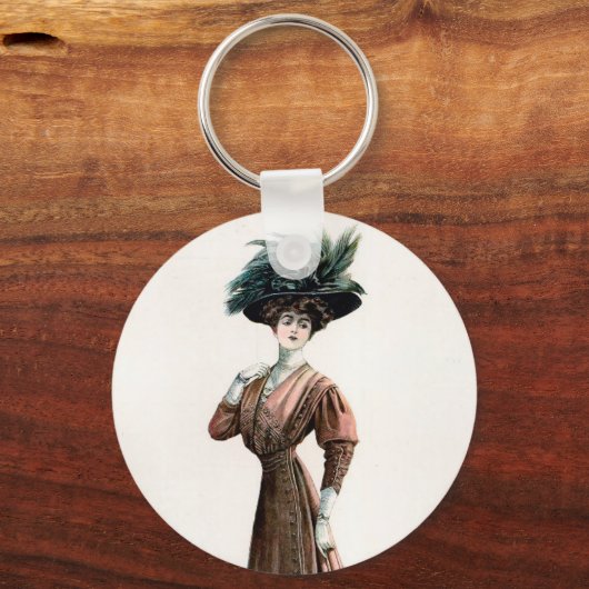  Mode Illustratie Lady Feather Pet Sleutelhanger (Achterkant)