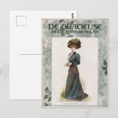  Mode Illustratie Lady Holding a Book Briefkaart (Voorkant / Achterkant)