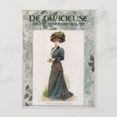 Mode Illustratie Lady Holding a Book Briefkaart (Voorkant)