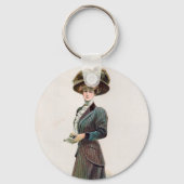  Mode Illustratie Lady Holding a Book Sleutelhanger (Voorkant)