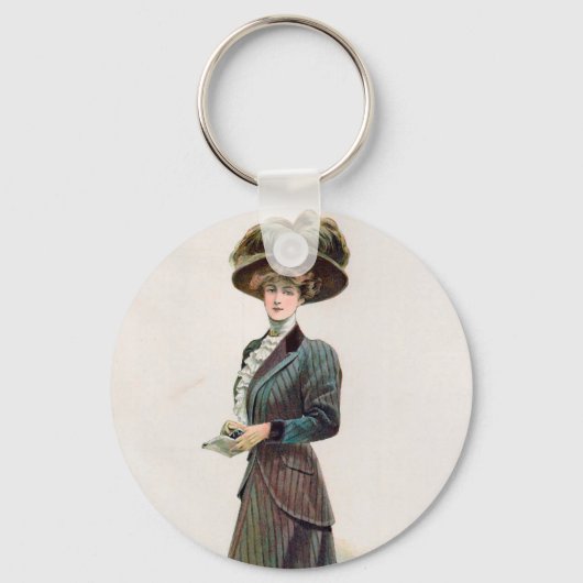  Mode Illustratie Lady Holding a Book Sleutelhanger (Voorkant)