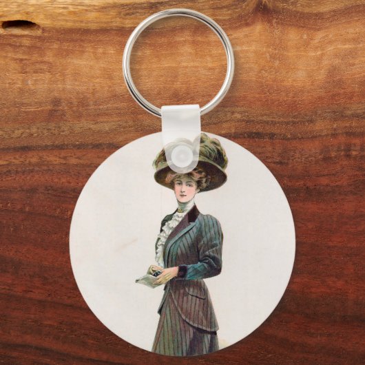 Mode Illustratie Lady Holding a Book Sleutelhanger (Achterkant)