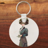  Mode Illustratie Lady Holding a Book Sleutelhanger (Voorkant)