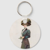  Mode Illustratie Lady Holding a Book Sleutelhanger (Achterkant)