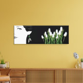 Mode Illustratie Meisje Gezicht  Bloemen Canvas Afdruk (Insitu (Woonkamer))