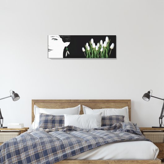 Mode Illustratie Meisje Gezicht  Bloemen Canvas Afdruk (Insitu (Slaapkamer))