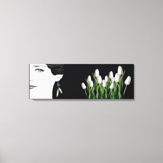 Mode Illustratie Meisje Gezicht  Bloemen Canvas Afdruk (Voorkant)