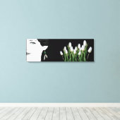 Mode Illustratie Meisje Gezicht  Bloemen Canvas Afdruk (Insitu (Houten vloer))