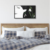 Mode illustratie meisje in parel earring floraal canvas afdruk (Insitu (Slaapkamer))