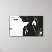 Mode illustratie meisje in parel earring floraal canvas afdruk (Voorkant)