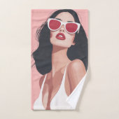 Mode Illustratie Stijlvolle vrouw met zonnebril Bad Handdoek (Handdoek)