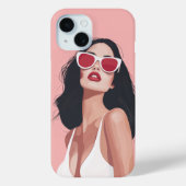Mode Illustratie Stijlvolle vrouw met zonnebril Case-Mate iPhone Case (Achterkant)