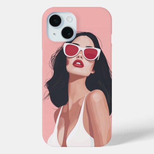 Mode Illustratie Stijlvolle vrouw met zonnebril Case-Mate iPhone Case (Achterkant)