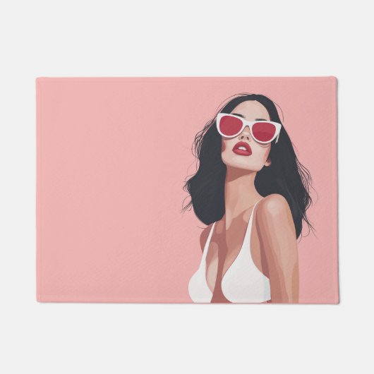Mode Illustratie Stijlvolle vrouw met zonnebril Deurmat (Voorkant)