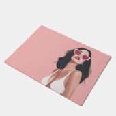 Mode Illustratie Stijlvolle vrouw met zonnebril Deurmat (Schuin)