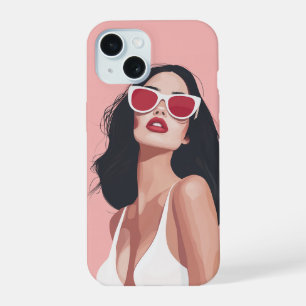 Mode Illustratie Stijlvolle vrouw met zonnebril iPhone 15 Case
