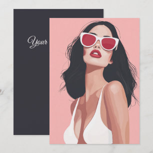 Mode Illustratie Stijlvolle vrouw met zonnebril Kaart