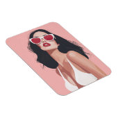 Mode Illustratie Stijlvolle vrouw met zonnebril Magneet (Rechterzijde)