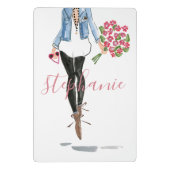 Mode illustratie Vrouw met bloemen Mini Klembord (Achterkant)