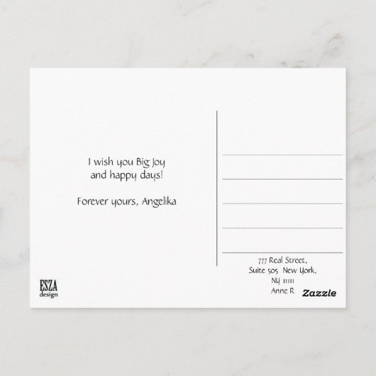 Mode illustratie vrouw met koffie briefkaart (Achterkant)