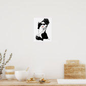 Mode illustratie vrouw met koffie poster (Keuken)