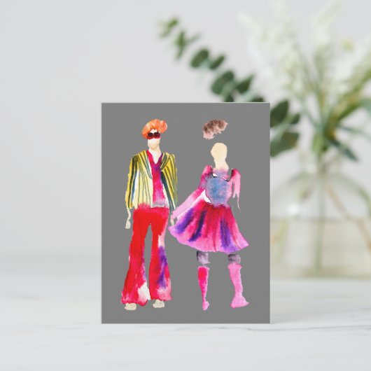 Mode illustratie waterverf boho briefkaart (Staand voorkant)