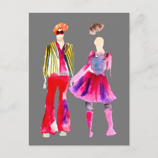 Mode illustratie waterverf boho briefkaart (Voorkant)