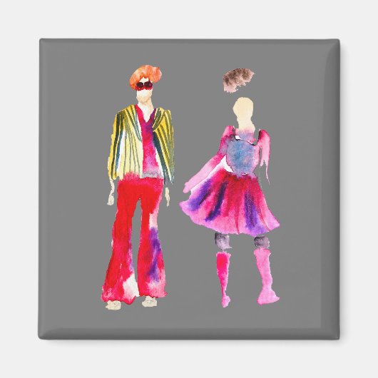 Mode illustratie waterverf boho magneet (Voorkant)