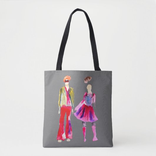 Mode illustratie waterverf boho tote bag (Voorkant)