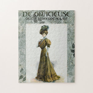 Mode illustratievrouw in Pet druiven Legpuzzel