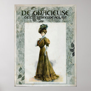  Mode illustratievrouw in Pet druiven Poster