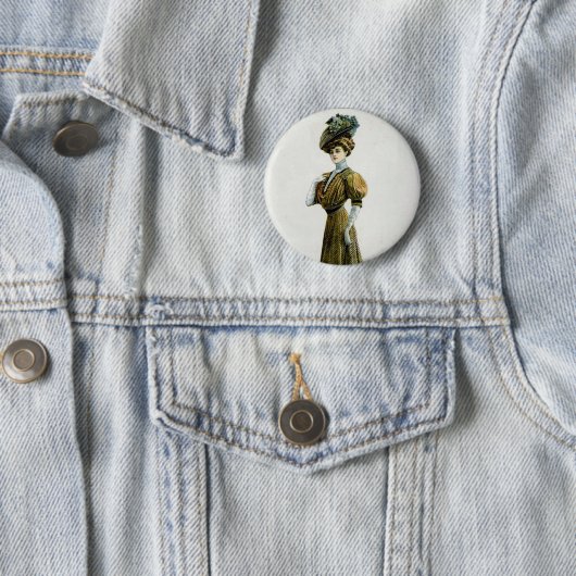  Mode illustratievrouw in Pet druiven Ronde Button 5,7 Cm (In situ)