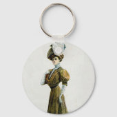  Mode illustratievrouw in Pet druiven Sleutelhanger (Achterkant)