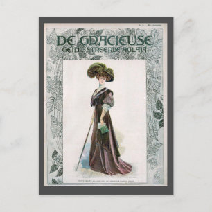  Mode illustratievrouw met suikerriet Briefkaart