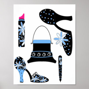 Mode in blauw poster