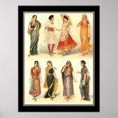 Mode India Saree Vintage Poster (Voorkant)