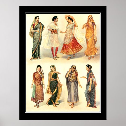Mode India  Sari Vintage Poster (Voorkant)