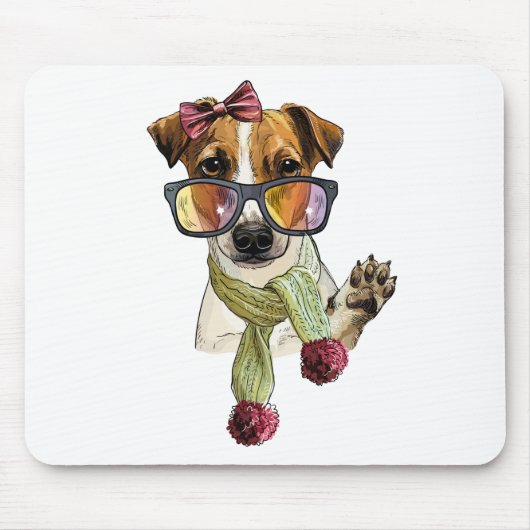 Mode jack russell terriër hipster muismat (Voorkant)