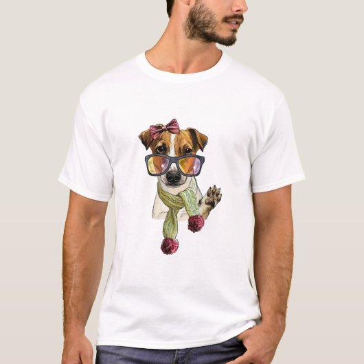 Mode jack russell terriër hipster t-shirt (Voorkant)