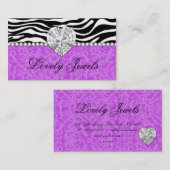 Mode Jewel hartluipaard Zebra Lace paars Visitekaartje (Voorkant / Achterkant)